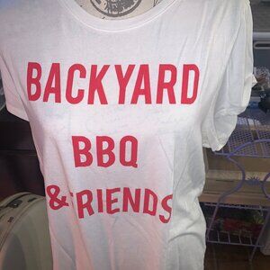 Backyard BBQ & Friends Women's XL Short Sleeve White T Shirt